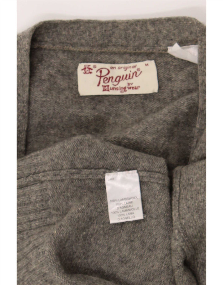 Cárdigan Penguin para hombre de lana de cordero gris medio