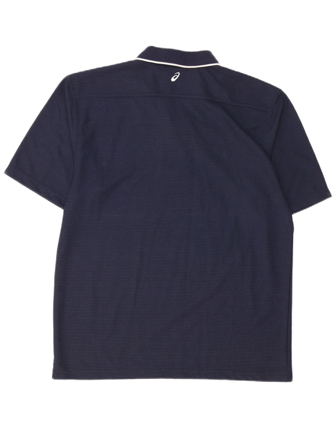 ASICS Polo para hombre grande de algodón a rayas azul marino