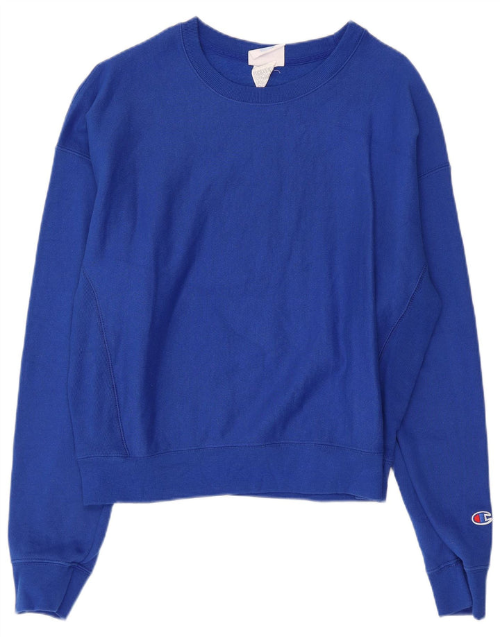 CHAMPION Sudadera corta para mujer Jumper UK 16 Large Blue Cotton