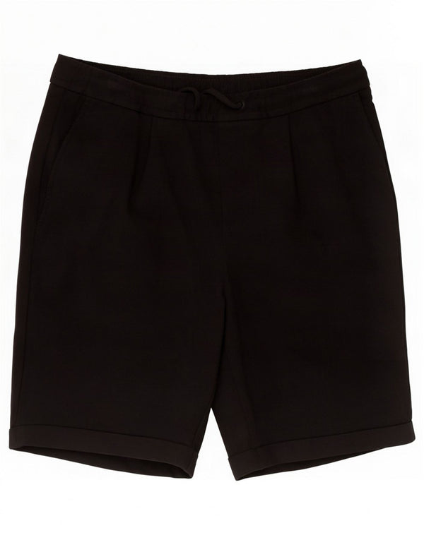 Zara Hombre Shorts Casuales Medianos W30 Poliéster Negro