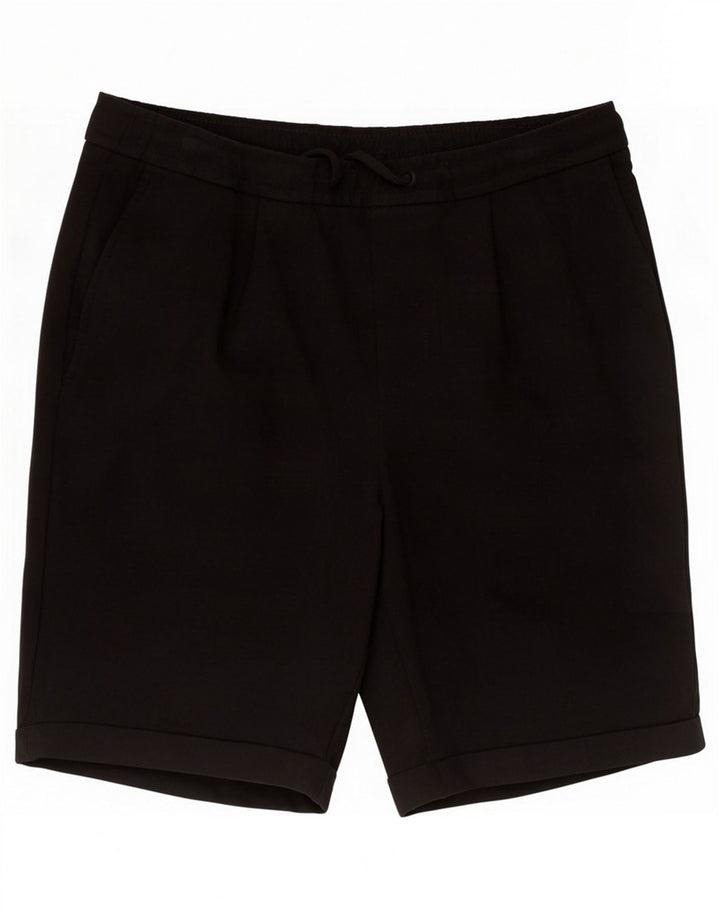 Zara Hombre Shorts Casuales Medianos W30 Poliéster Negro
