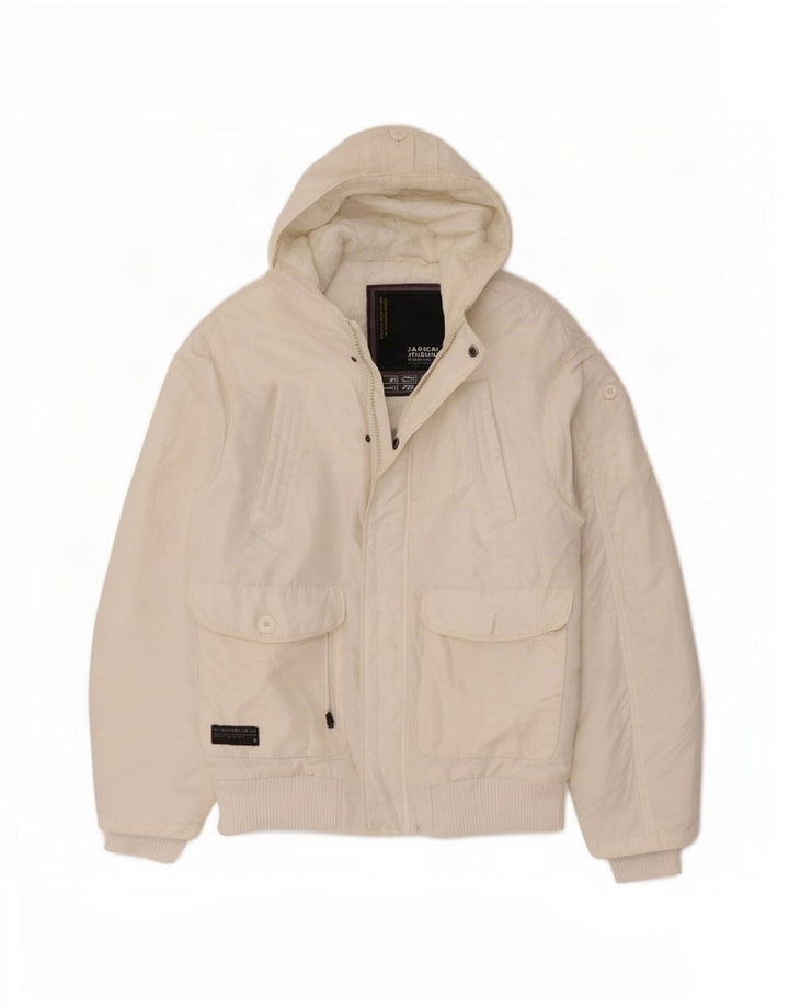 Jack & Jones Chaqueta Bomber con Capucha para Hombre UK 38 Medium Blanco Poliéster