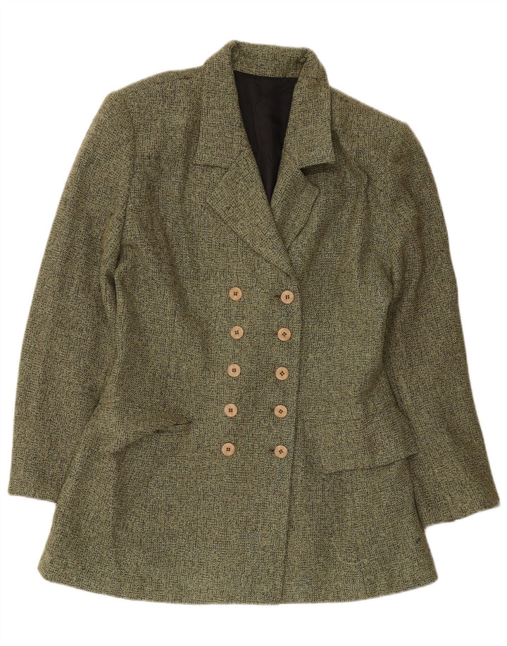 Vintage mujer doble pecho Blazer chaqueta Reino Unido 14 verde medio