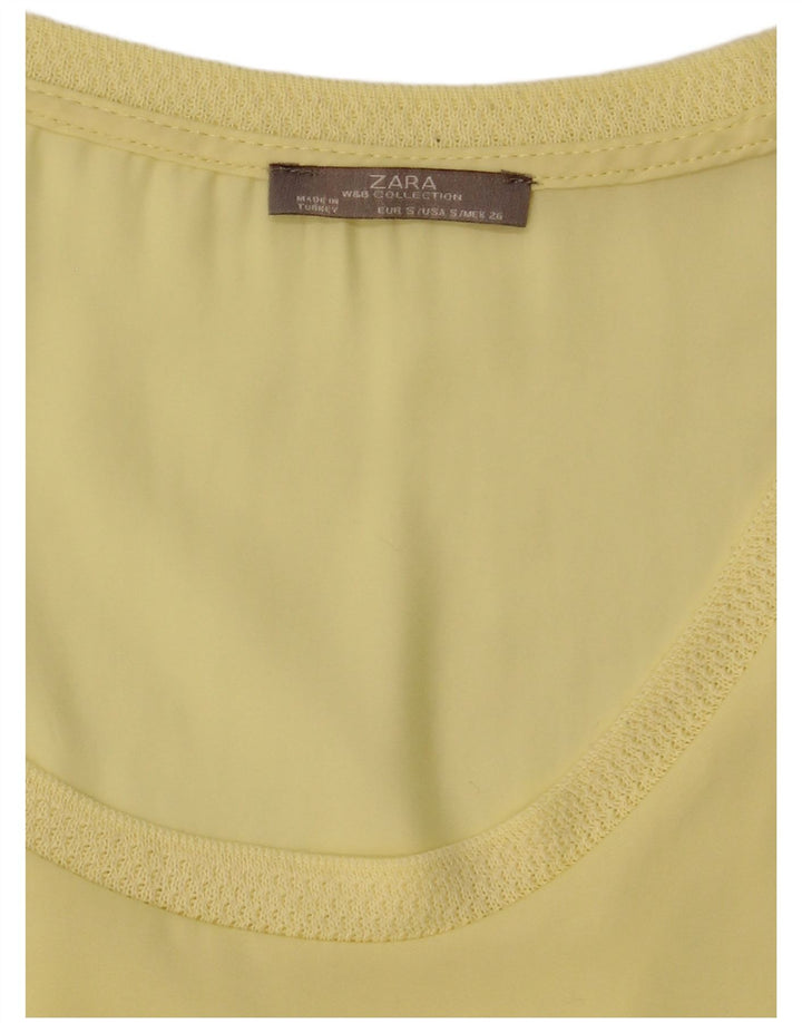 Zara Mujer Blusa Top UK 10 Small Amarillo