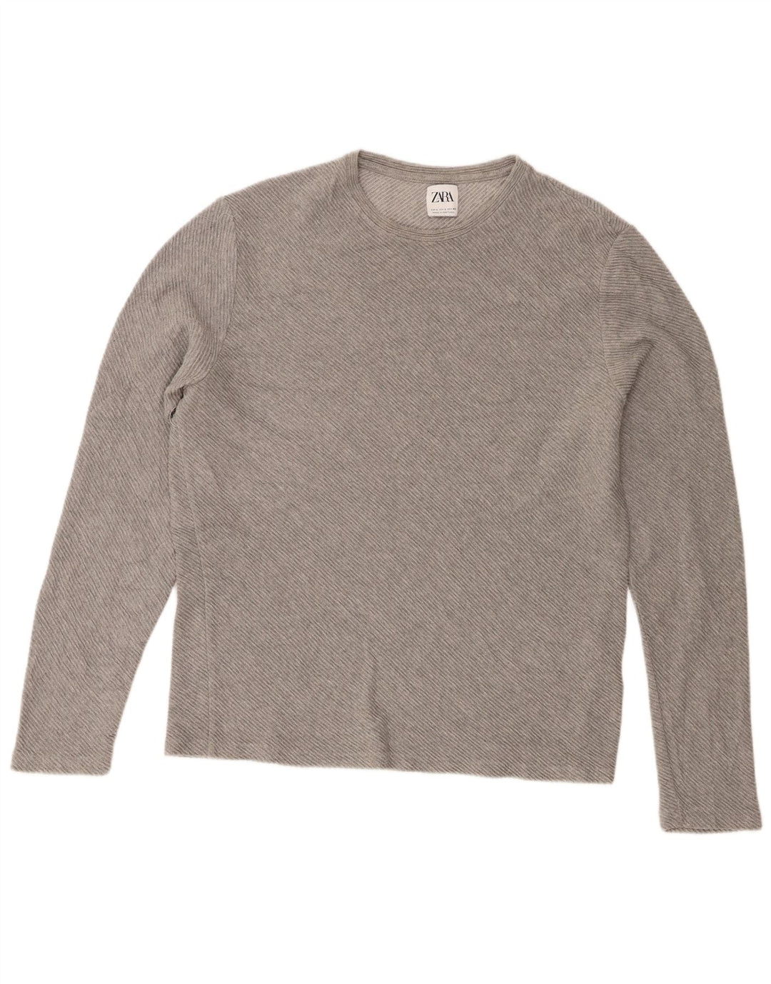 Zara Hombre Top Manga Larga Grande Gris Algodón