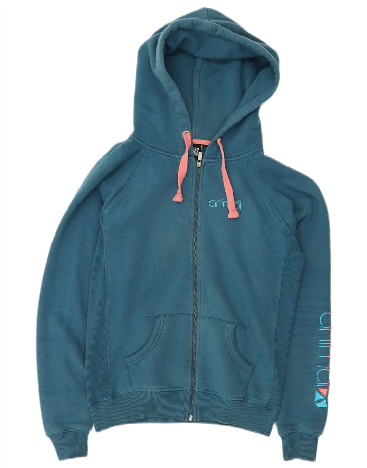 ANIMAL Suéter con capucha y cremallera gráfica para mujer Reino Unido 12 Algodón azul medio