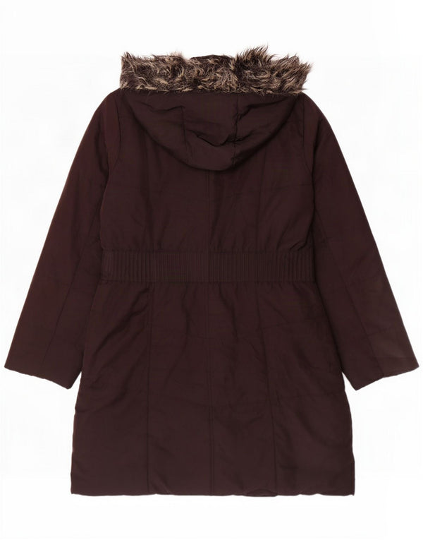 Abrigo acolchado con capucha para mujer de M&Co ES 40 XL Marrón Poliéster