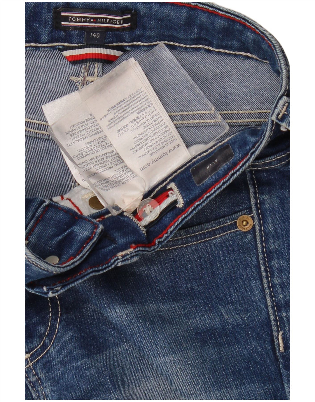 TOMMY HILFIGER Vaqueros ajustados para niños 9-10 años W26 L24 Algodón azul