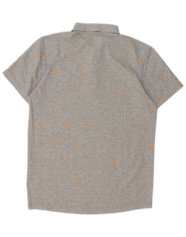 Adidas Polo con estampado abstracto para hombre UK 40/42 Algodón gris medio