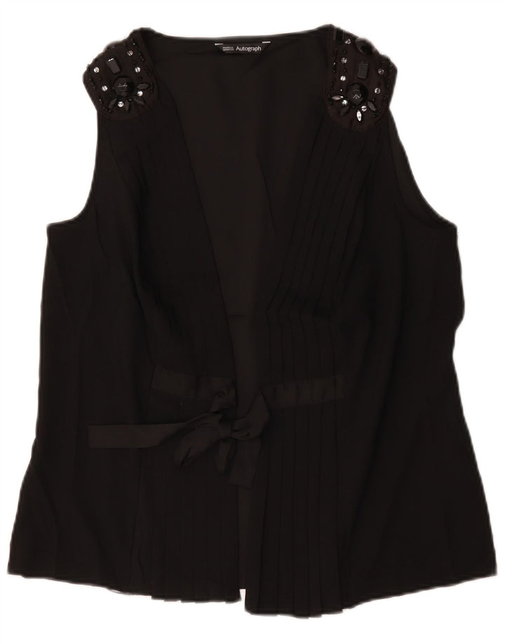 Marks & Spencer Blusa sin Mangas Autograph para Mujer UK 42 Medium Black