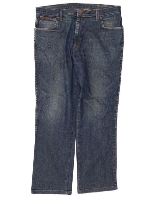 Wrangler Vaqueros rectos elásticos Texas para hombre W38 L29 Algodón azul