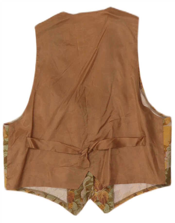 Vintage mujer chaleco Reino Unido 12 marrón medio floral