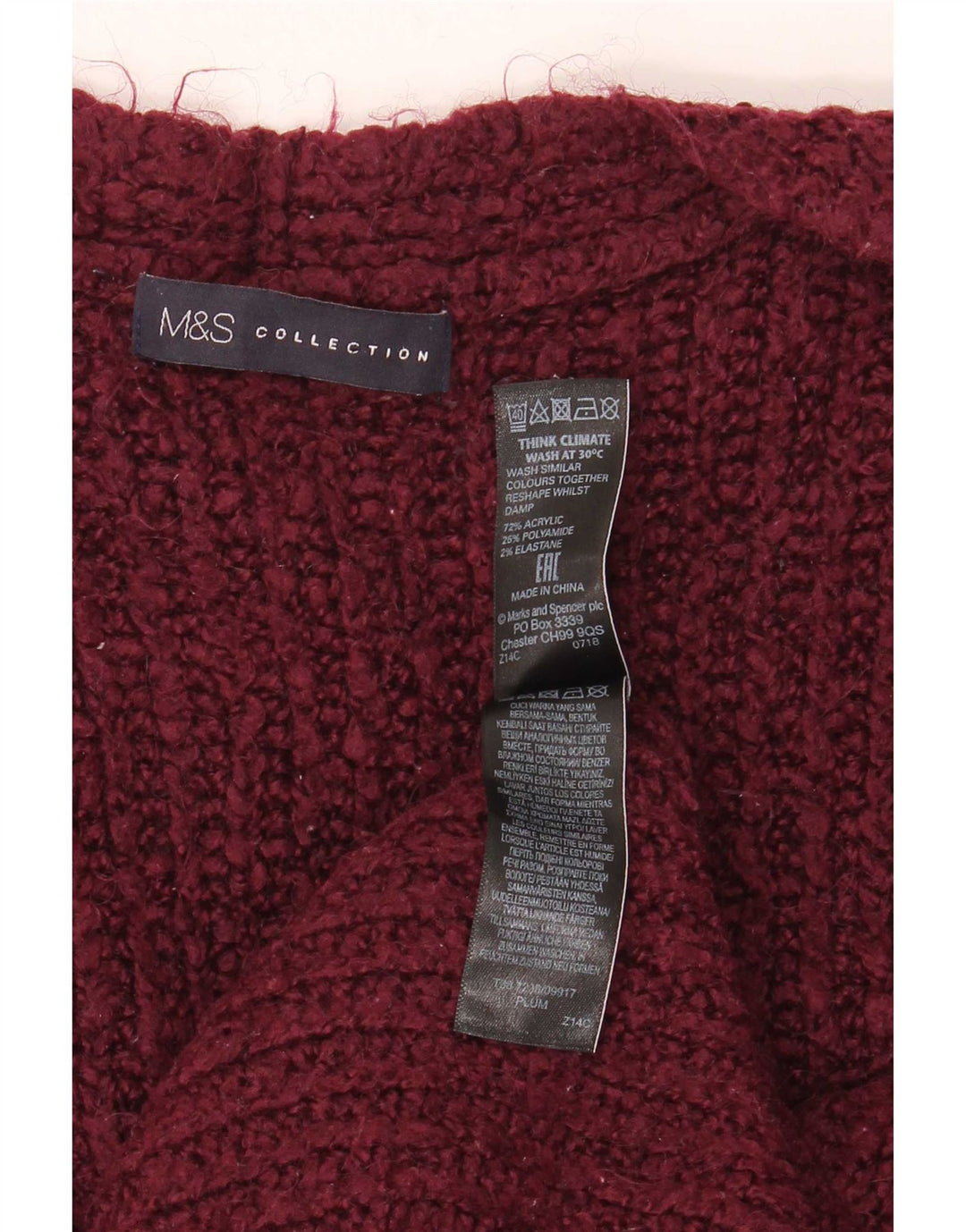Marks & Spencer Suéter tipo cárdigan abierto de gran tamaño para mujer Reino Unido 46 Granate grande