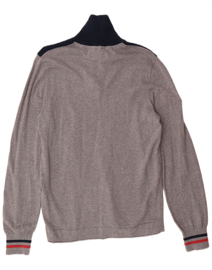 JACK & JONES Jersey con cuello y cremallera gráfico para hombre Small Grey Colourblock