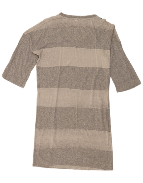 Diesel Vestido Camiseta Extragrande de Manga 3/4 para Mujer UK 40 Small Gris Rayas
