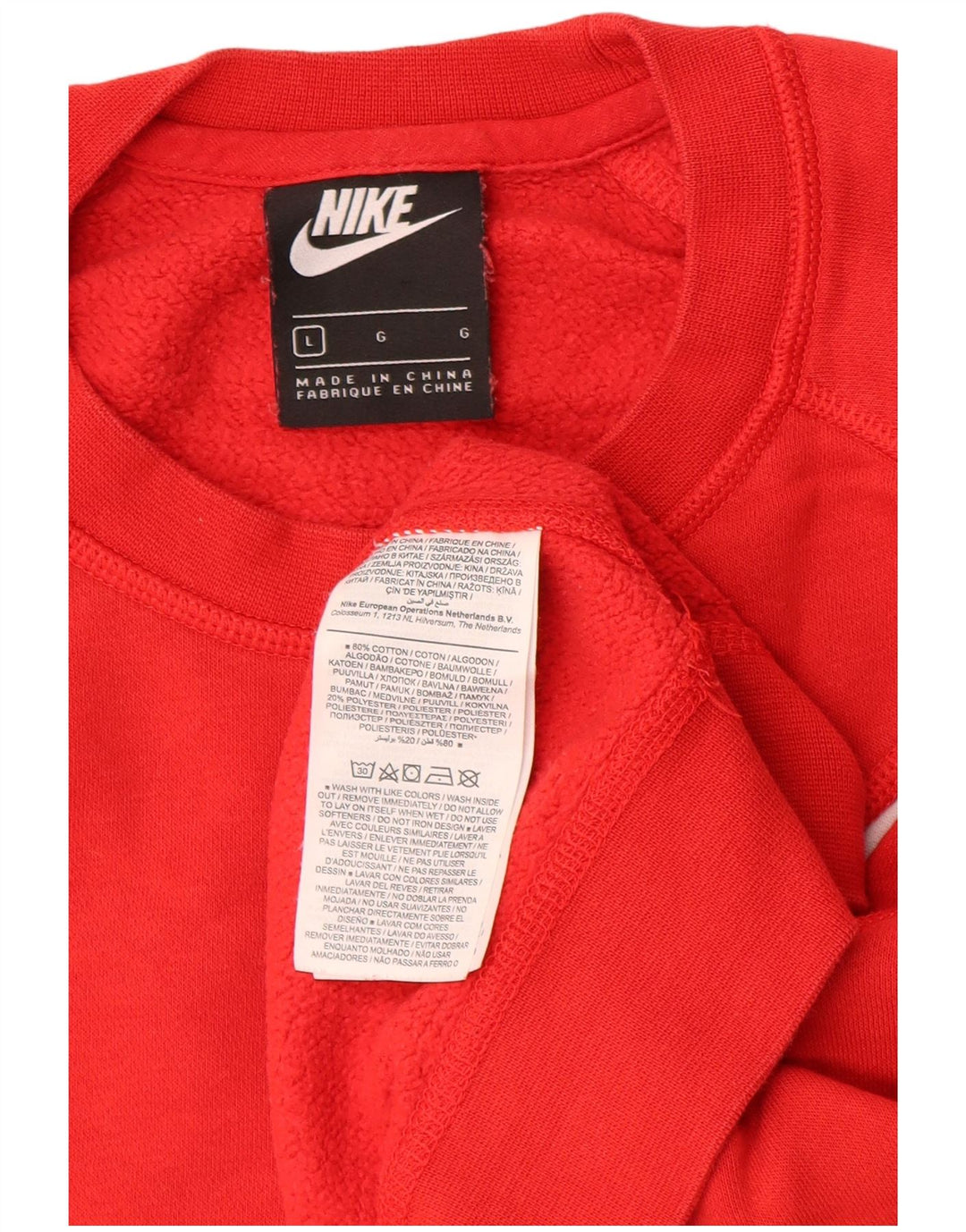 NIKE Mujer Oversize Crop Graphic Sudadera Jumper UK 40 Grande Rojo