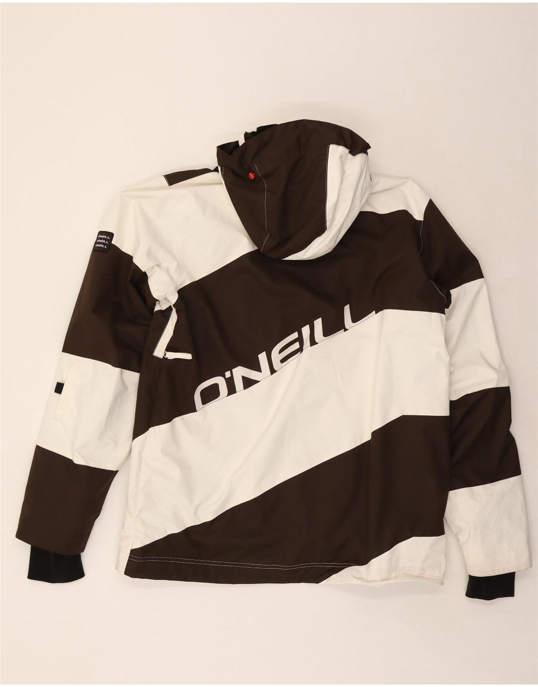 O'NEILL Chaqueta cortavientos con capucha y gráfico para hombre UK 42 XL Bloque de color negro