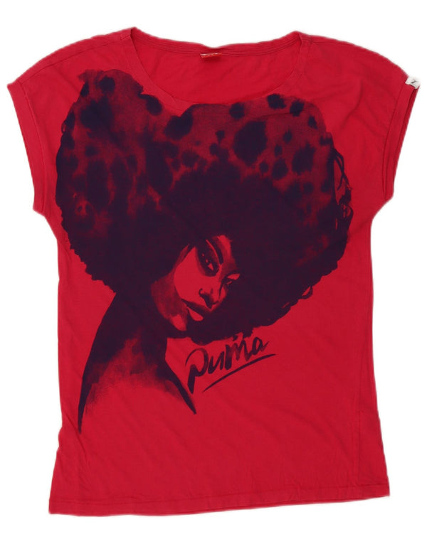 Puma Camiseta gráfica para mujer Top UK 10 Small Pink Cotton