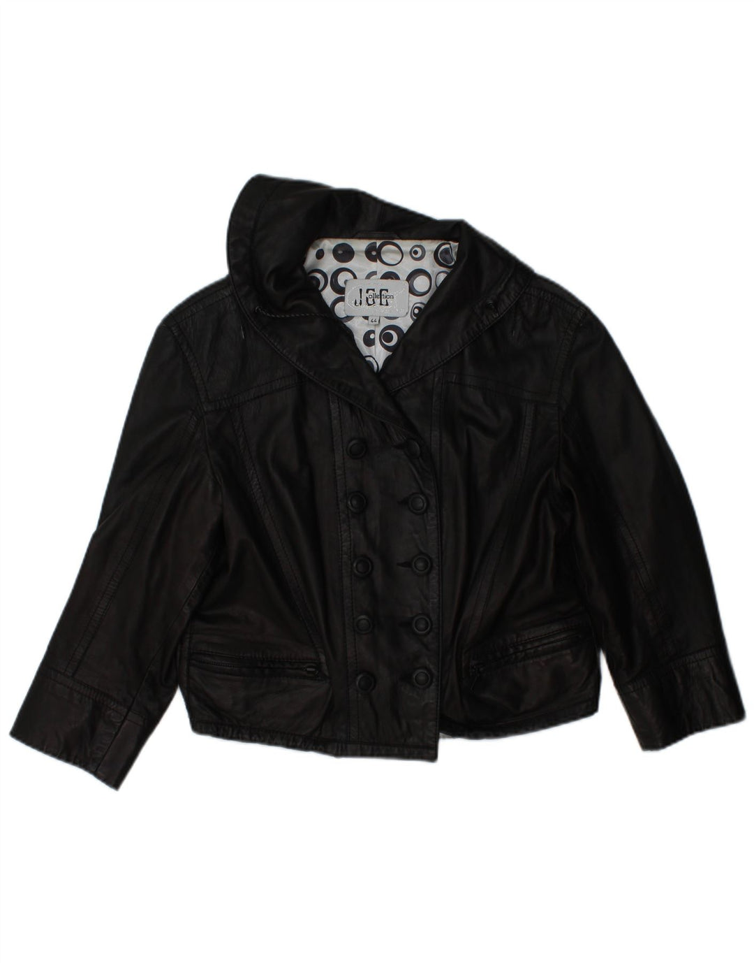 JCC Chaqueta corta de manga 3/4 para mujer con doble botonadura IT 44 Medium Black