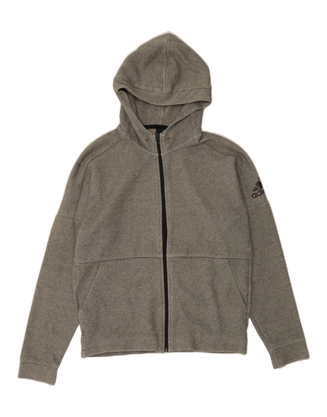 ADIDAS Mens Graphic Zip Hoodie Sweater Medium Grey Cotton Vintage Adidas and Second-Hand Adidas from Messina Hembry 
