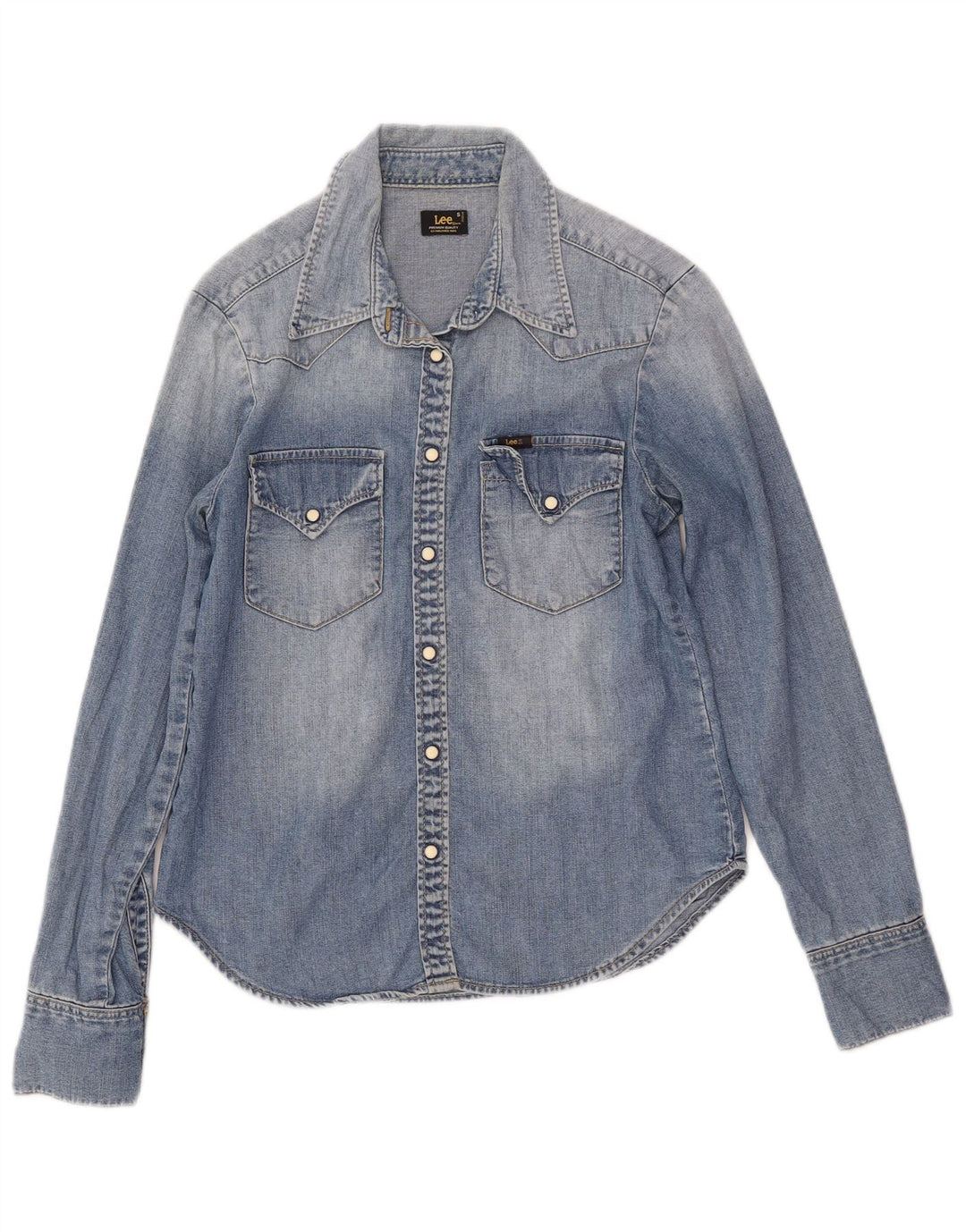 LEE Camisa vaquera con lavado ácido para mujer UK 10 Small Blue Cotton