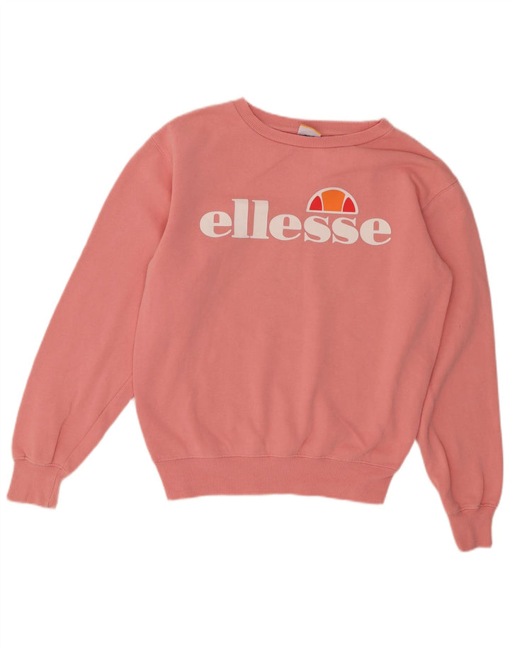 ELLESSE Sudadera con gráfico extragrande para mujer UK 8 Small Pink Cotton