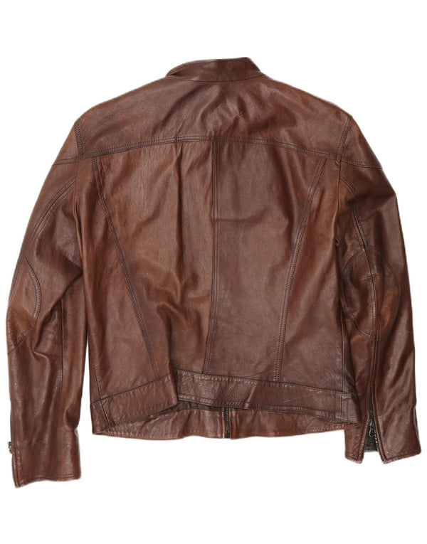 Lavorazione Artigiana Chaqueta Biker de Cuero para Mujer IT 52 2XL Cuero Marrón