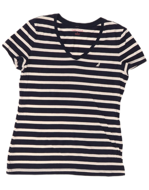 Nautica Camiseta para Mujer Top UK 10 Small Azul Marino Rayas Algodón