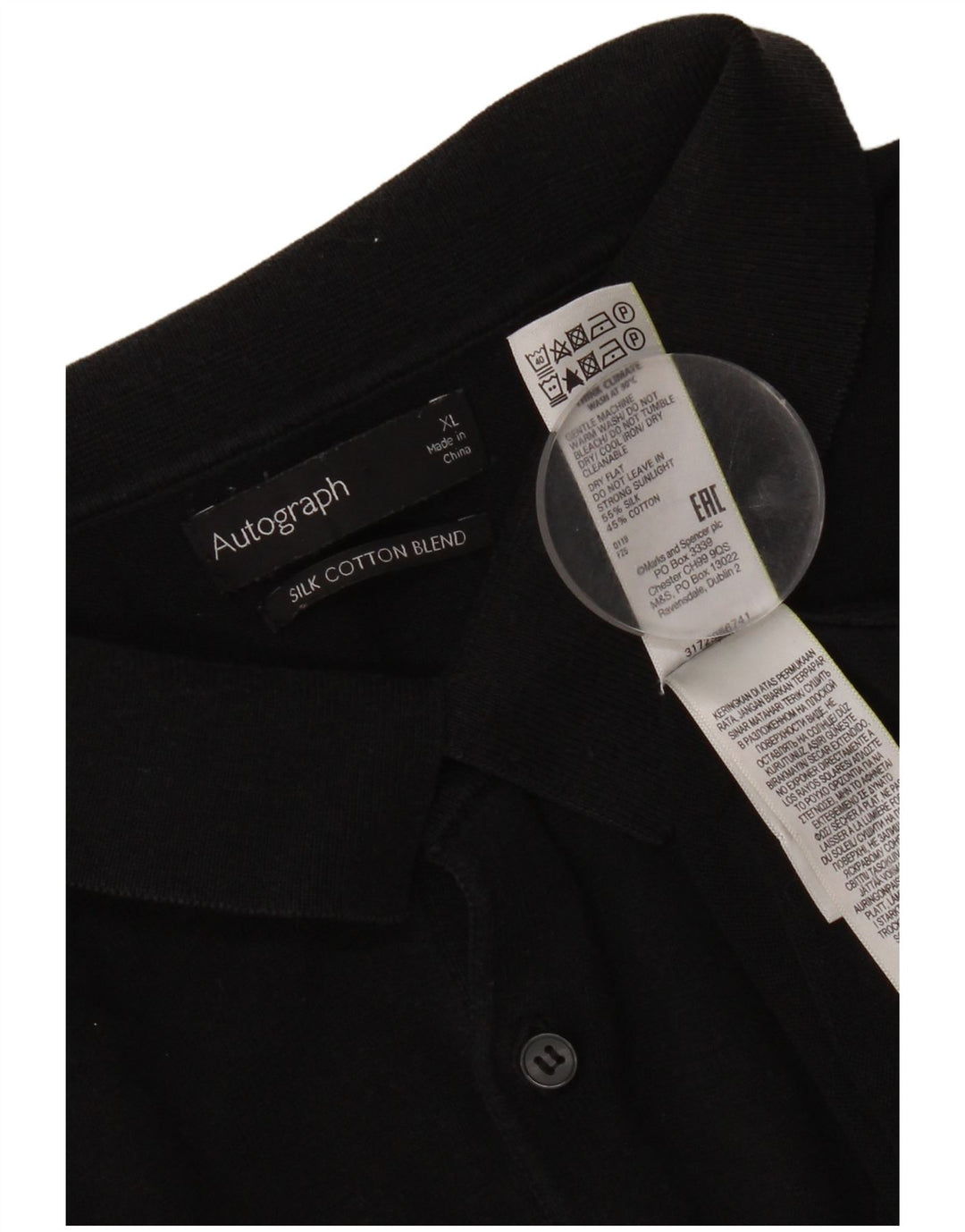 Marks & Spencer Polo Hombre XL Seda Negra
