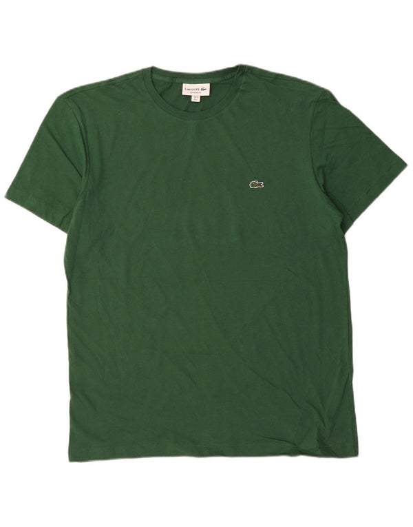 Lacoste Camiseta de corte regular para hombre, talla 5, algodón verde grande