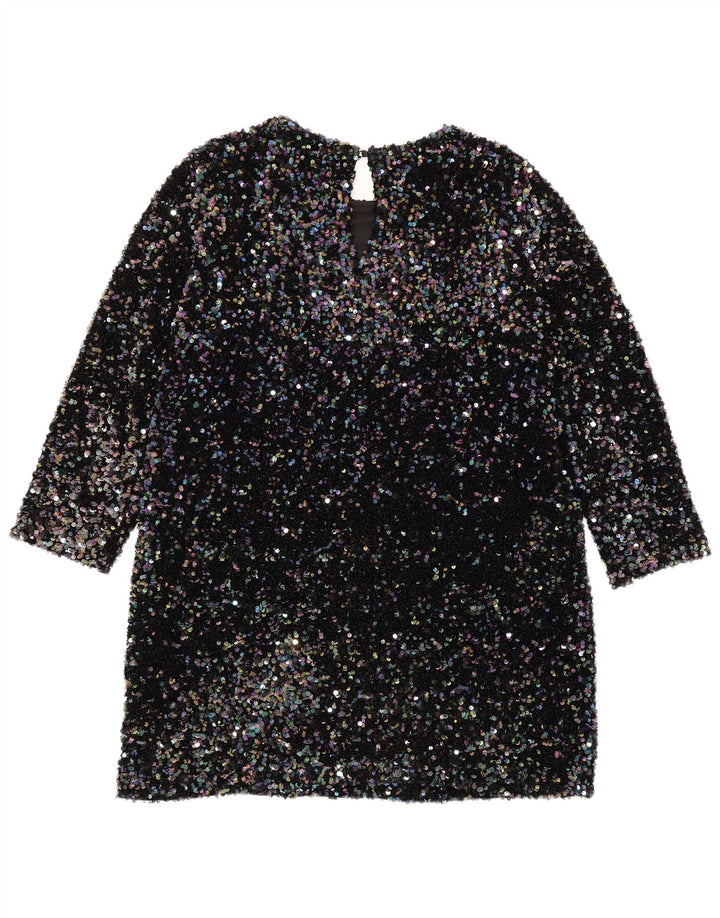 Zara Vestido recto con lentejuelas y manga 3/4 para mujer UK 40 XL Poliéster multicolor