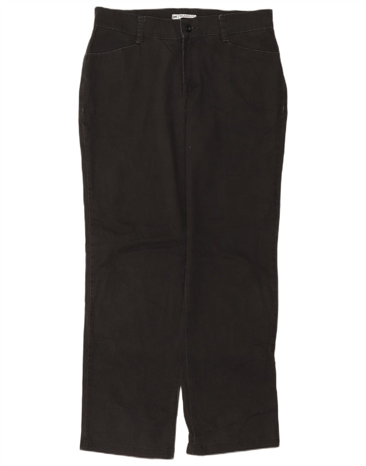 LEE Pantalones casuales de ajuste relajado para mujer US 12 Large W34 L32 Algodón negro