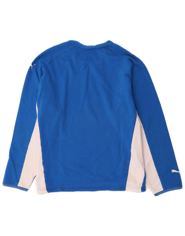 Puma Mujer Top Manga Larga UK 44 Azul Medio Algodón Colorblock