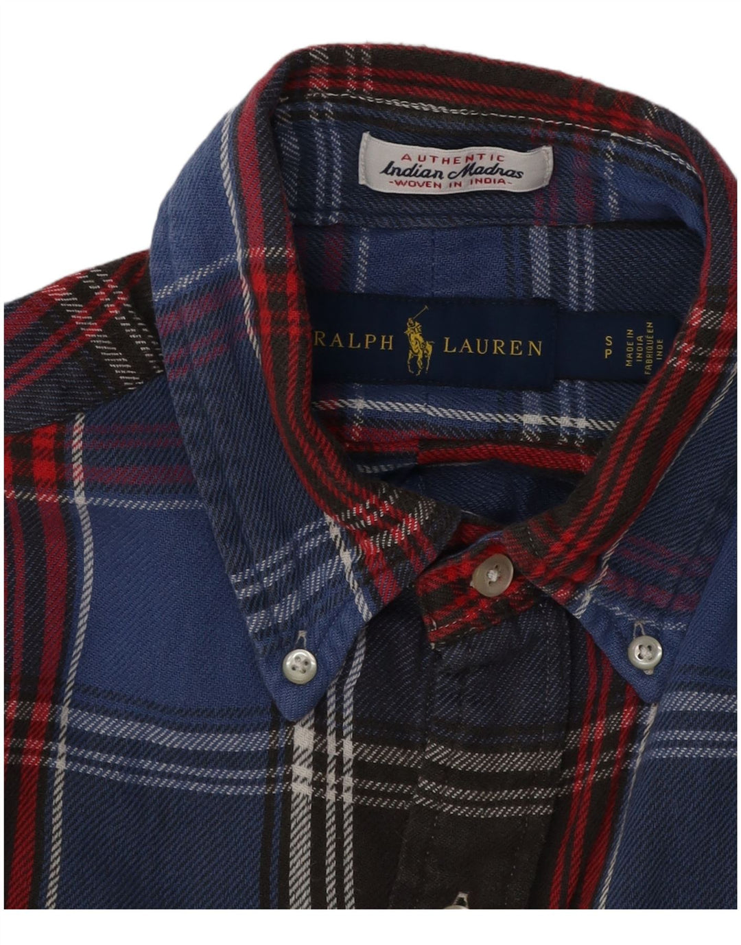 RALPH LAUREN Camisa De Franela De Algodón A Cuadros Azul Pequeño Hombre