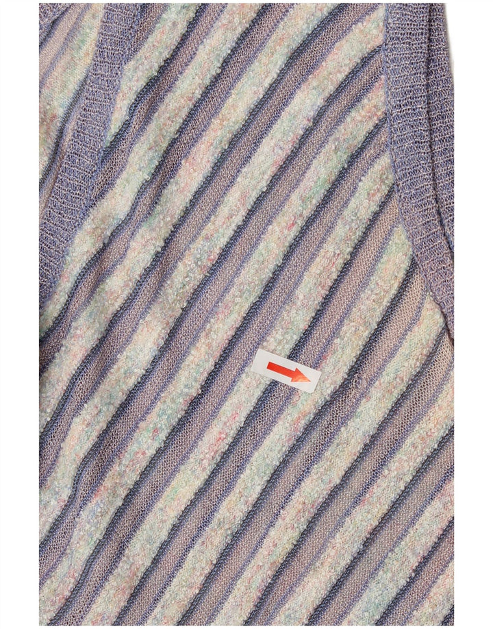 Vintage mujer chaleco camiseta sin mangas Reino Unido 12 medio púrpura rayas