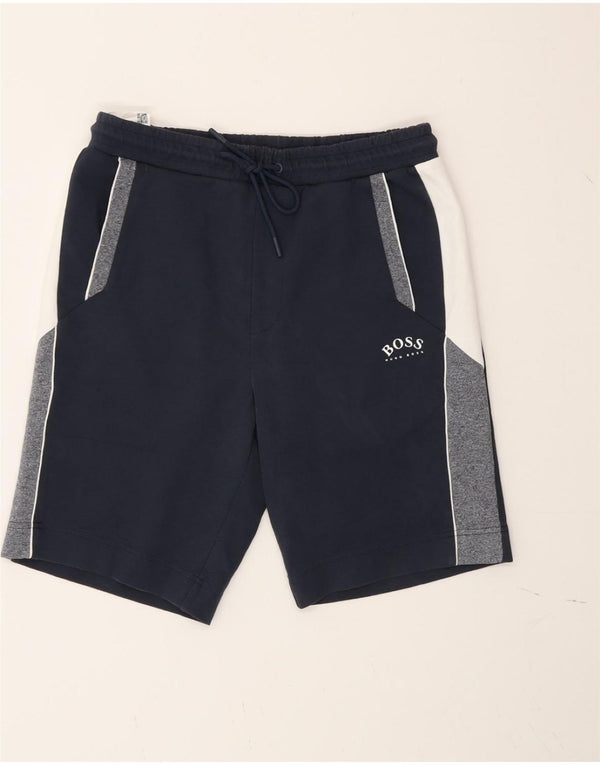 Hugo Boss Hombre Shorts Deportivos Pequeños Deportivos De Algodón Con Bloques De Color Azul Marino
