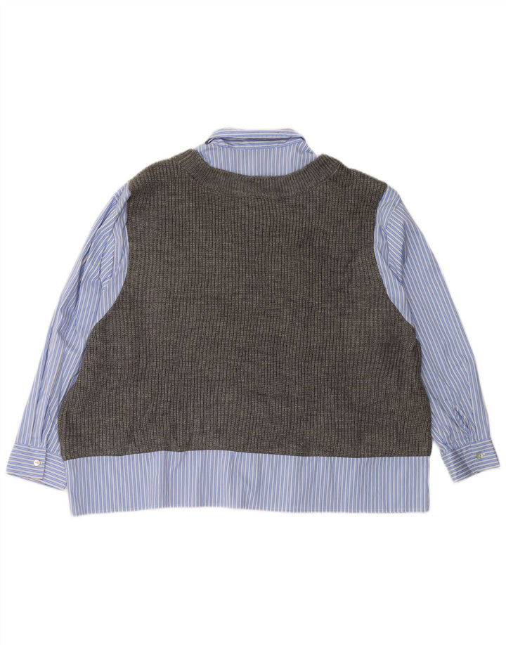 ZARA Mujer Camisa Sin Mangas De Punto Extragrande UK 6 XS Azul Rayas