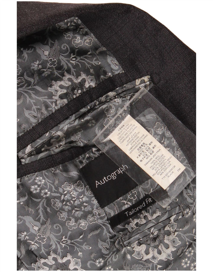 Marks & Spencer Chaqueta tipo blazer autógrafo de 2 botones para hombre IT 56 3XL Black Check