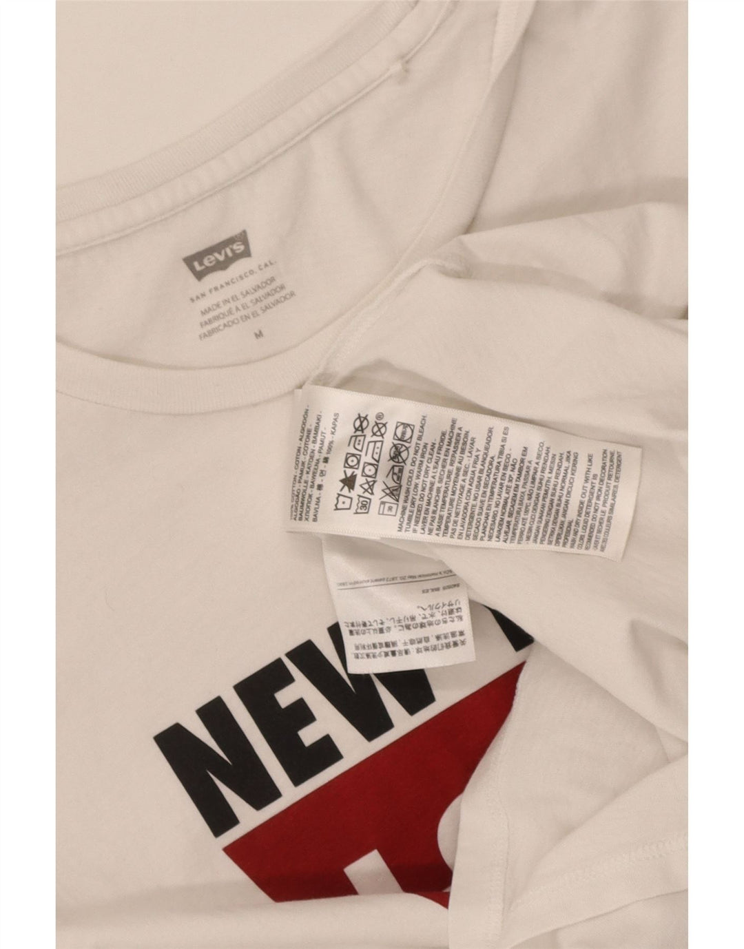 Levi's Camiseta gráfica para mujer Top UK 12 Medium White Cotton