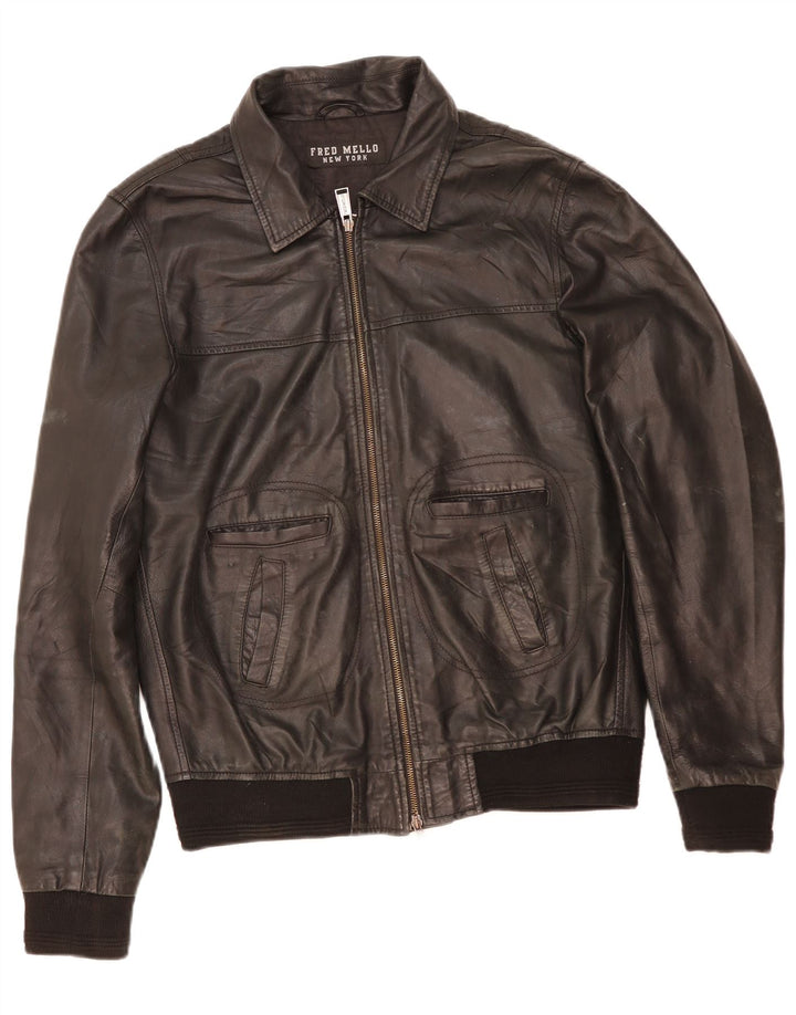 Fred Mello Chaqueta de cuero para mujer UK 20 2XL Cuero negro