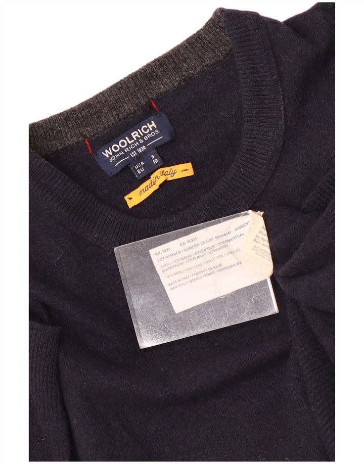 Woolrich Jersey De Cuello Redondo Para Hombre Jersey De Lana Azul Marino Pequeño