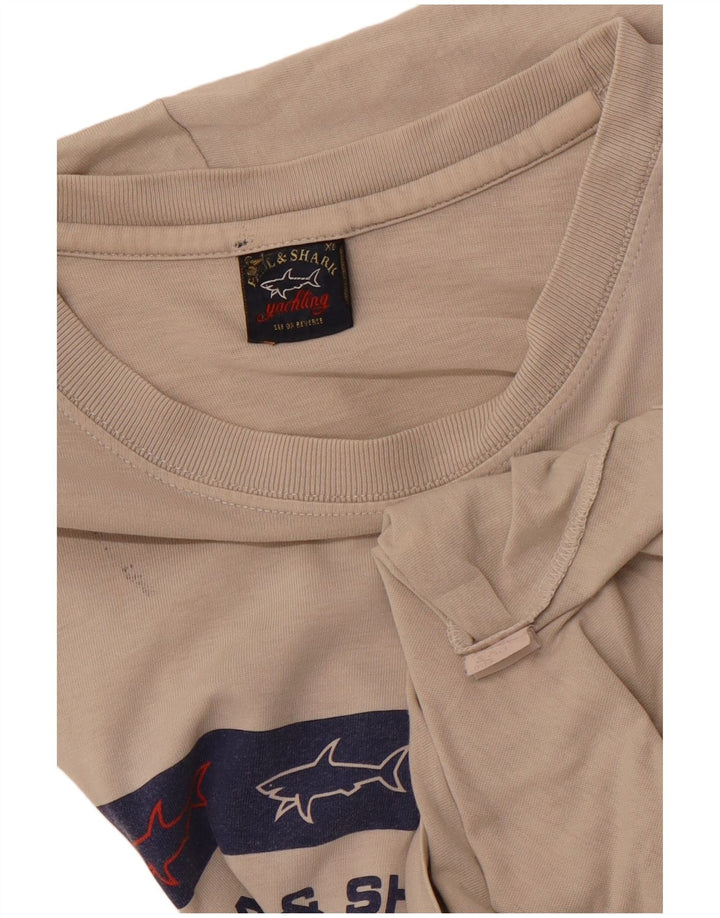 PAUL & SHARK Camiseta con gráfico de yate para hombre XL Algodón beige