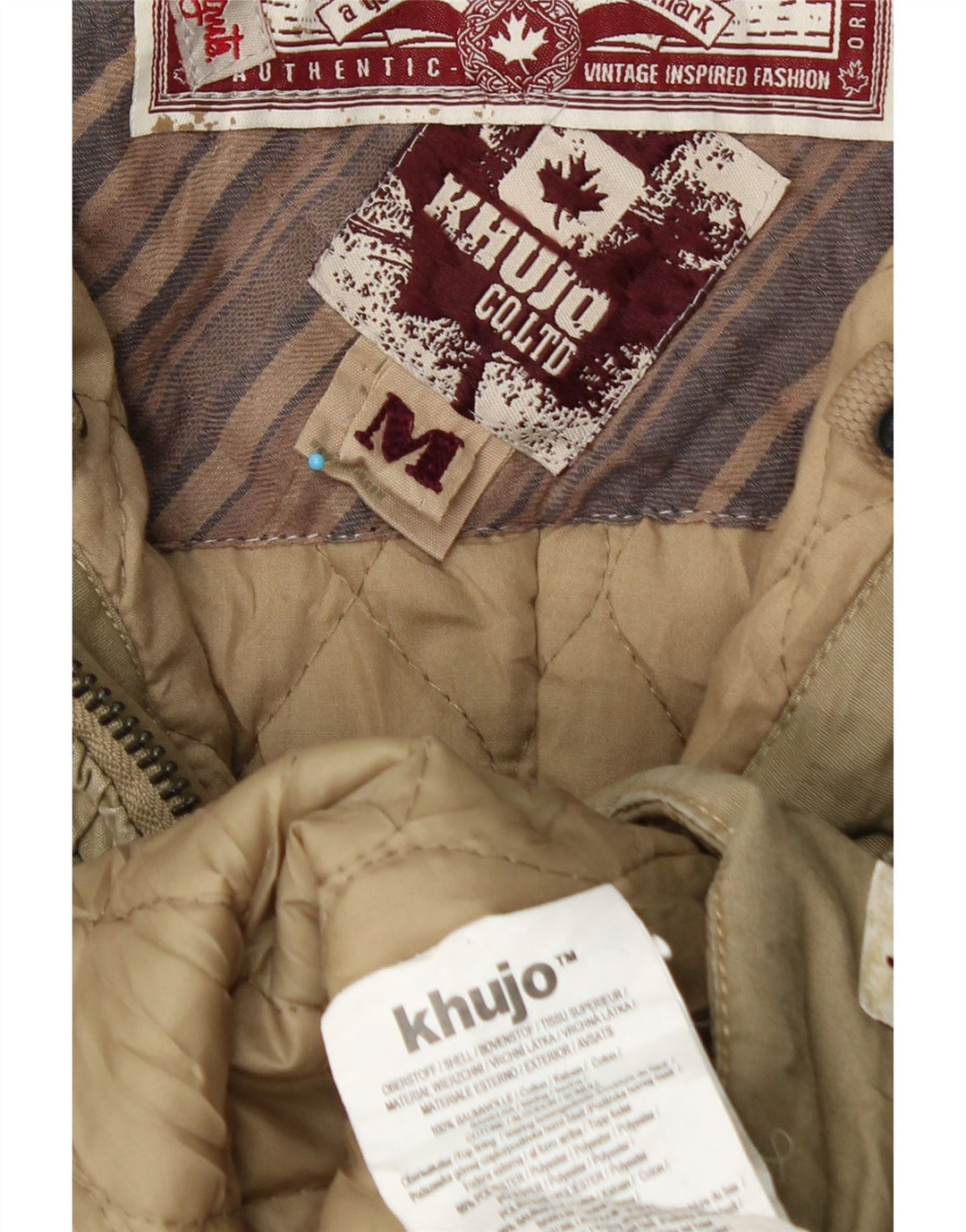 KHUJO Chaqueta cortavientos con capucha para mujer UK 44 Mediana Caqui Algodón Invierno