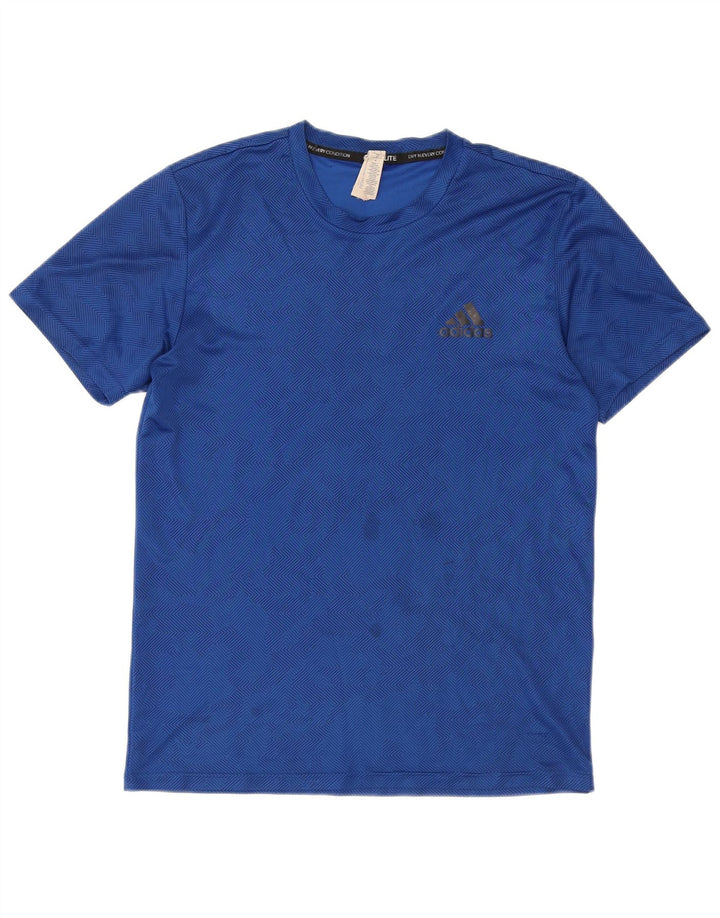 Adidas Mujer Climalite Camiseta Top Pequeño Azul Geométrico Poliéster