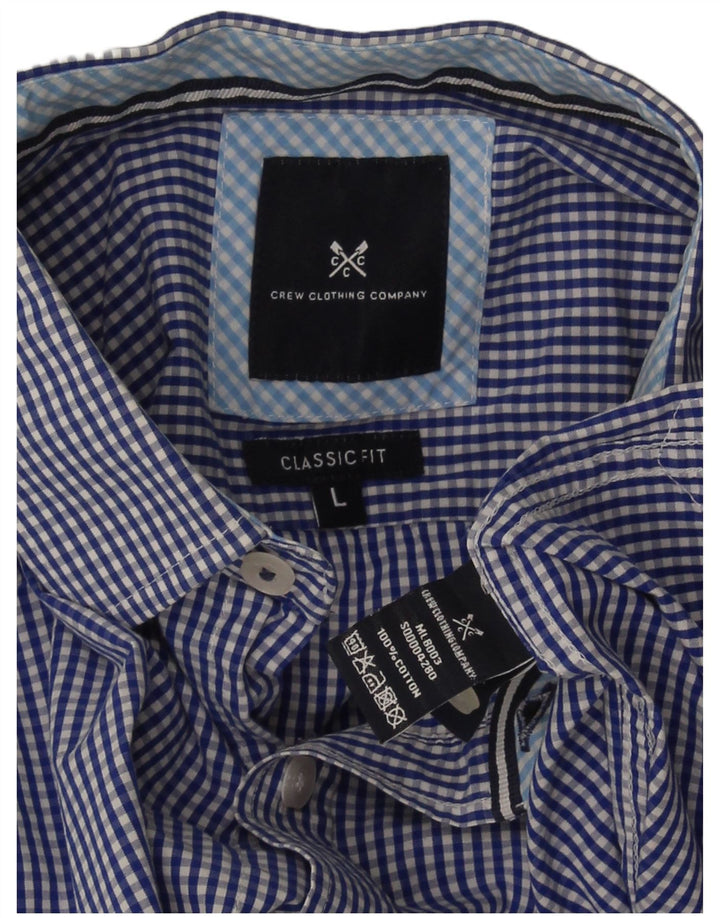 Crew Clothing Camisa de corte clásico para hombre Algodón a cuadros azul grande