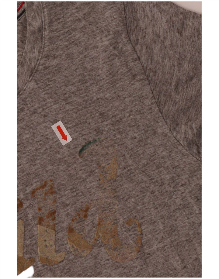 Tommy Hilfiger Camiseta gráfica para mujer Top UK 12 Poliéster gris medio