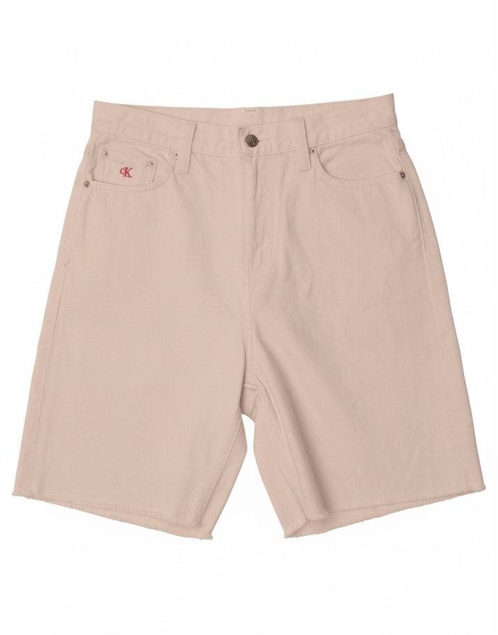 CALVIN KLEIN Womens Denim Shorts W26 Small White Cotton