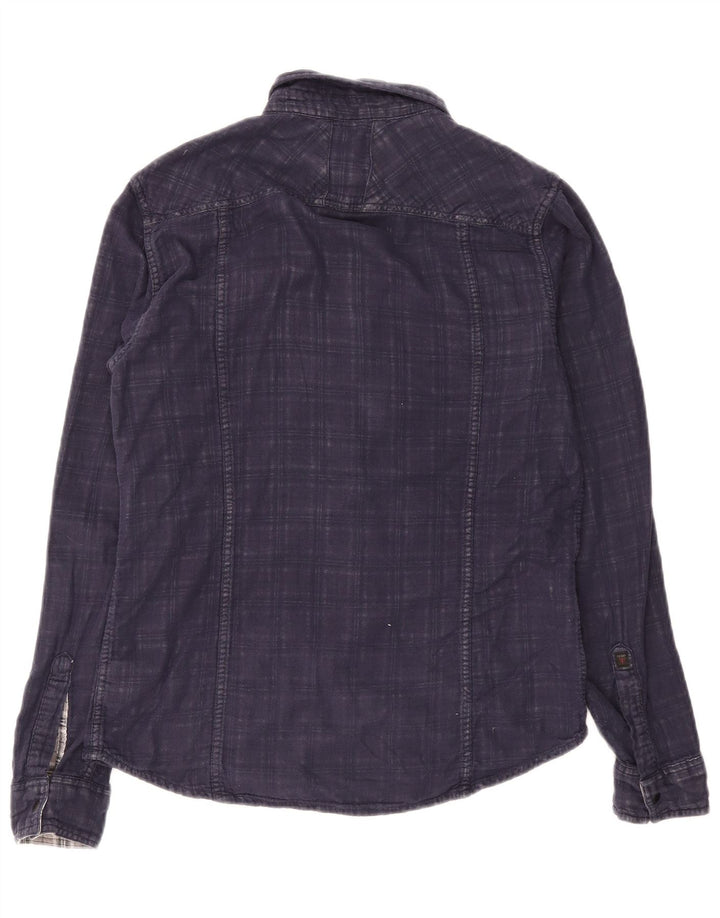 Guess Camisa Hombre Talla 36 Small Azul Marino Cuadros Algodón