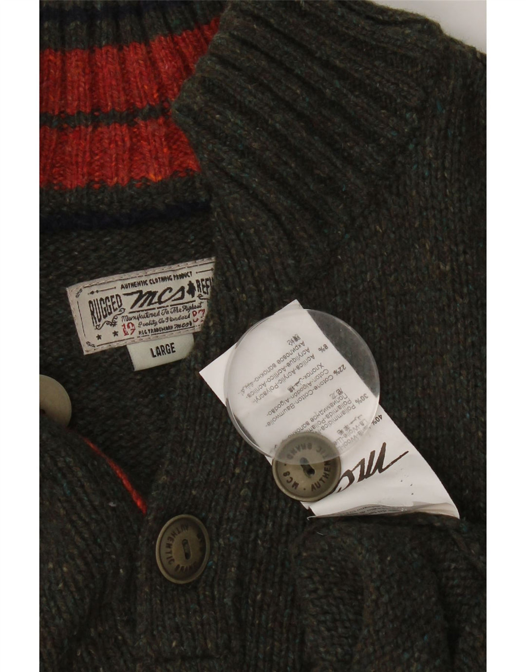 Marlboro Classics - Jersey con cuello y botones para hombre, lana gris grande