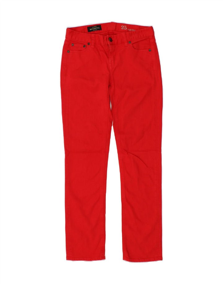 J. CREW Womens Matchstick Straight Jeans W25 L29 Red Cotton Vintage J. Crew and Second-Hand J. Crew from Messina Hembry 